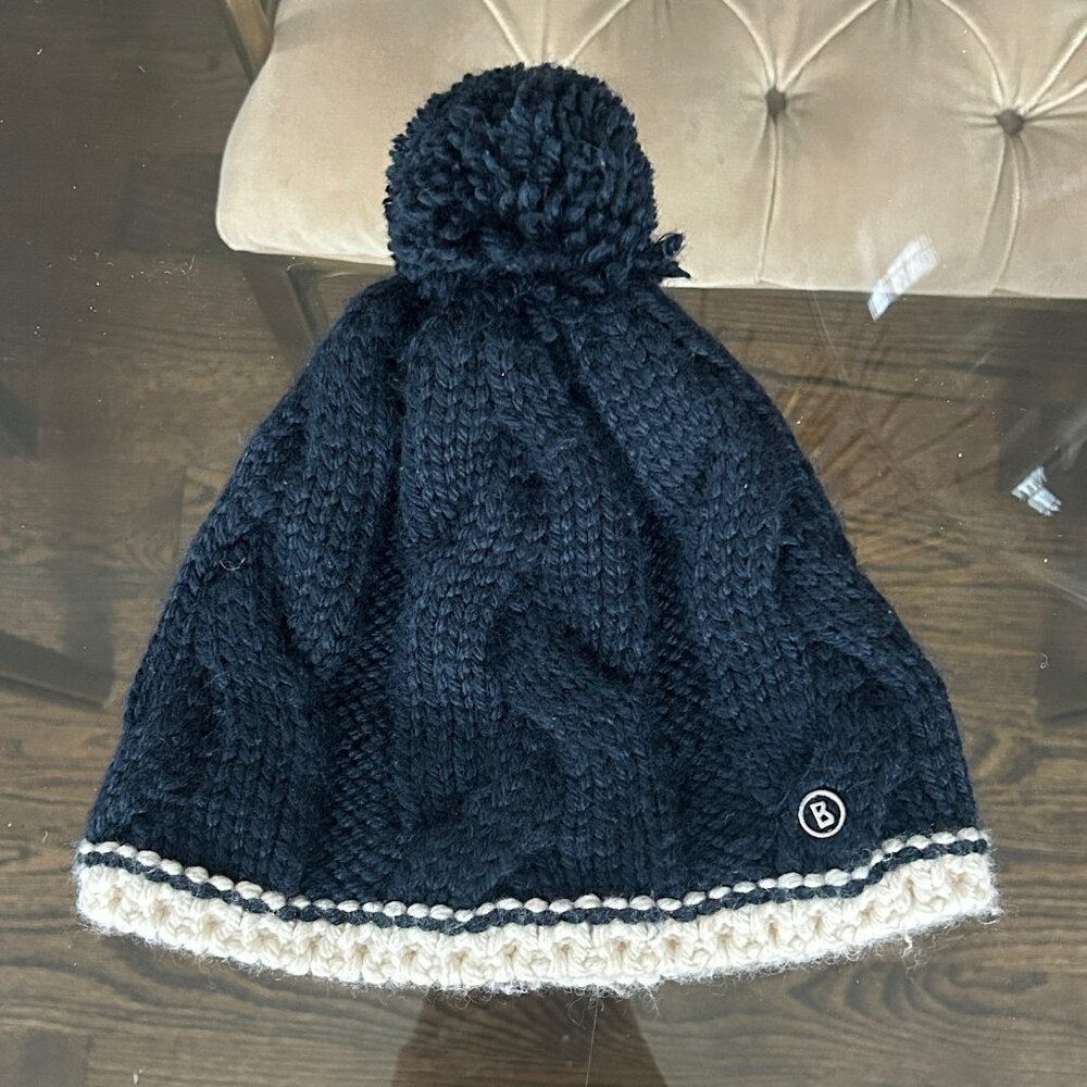 Bogner Navy Winter Hat Pom Pom